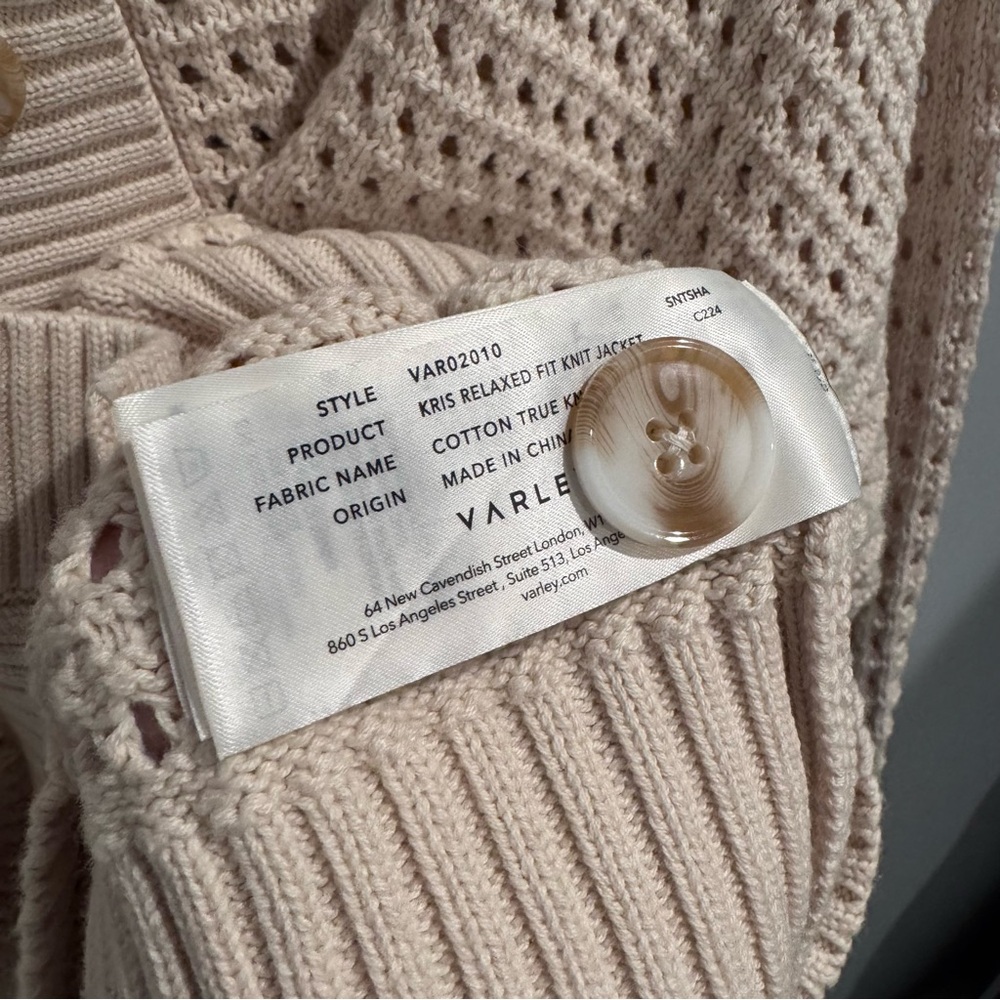 NWT Varley Kris Relaxed Fit Button Front Cardigan in Creme, Size M - Picture 9 of 14